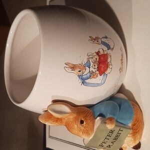 Peter Rabbit Ceramic Planter with Figurine Attatched